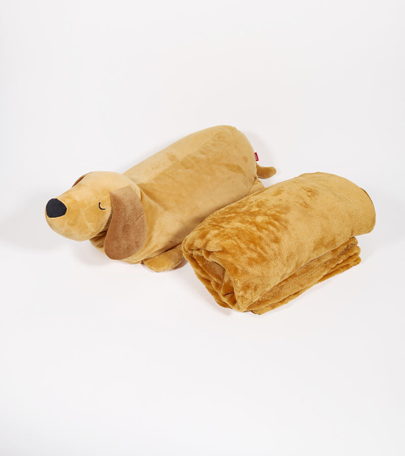 2-in-1-Dackel-Kissen mit Decke