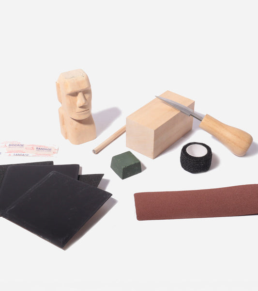Moai-Holzschnitz-Set