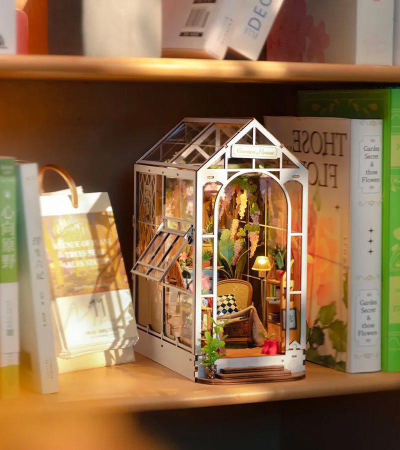 Garden house miniaturhaus buchstütze diy set