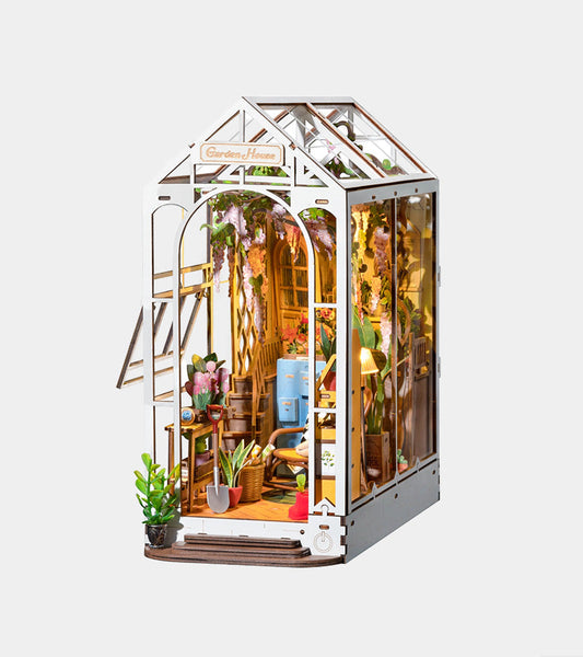 Garden house miniaturhaus buchstütze diy set