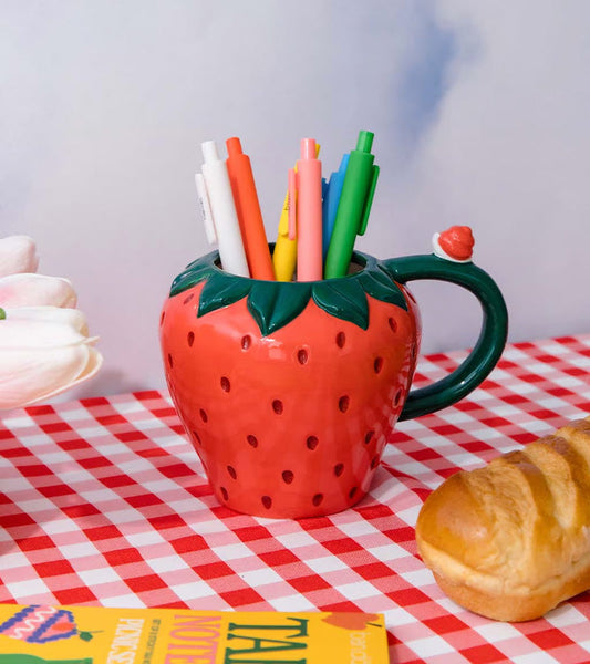 Keramik becher erdbeere