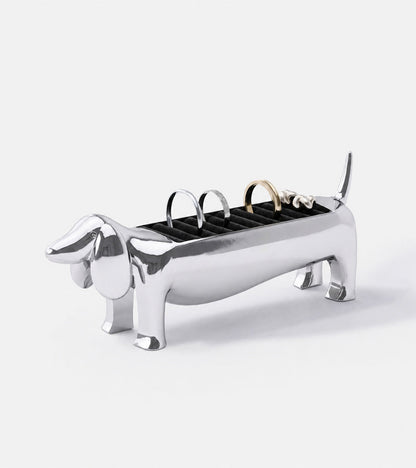 Porte-bagues teckel chrome