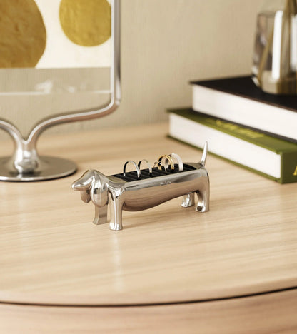 Porte-bagues teckel chrome