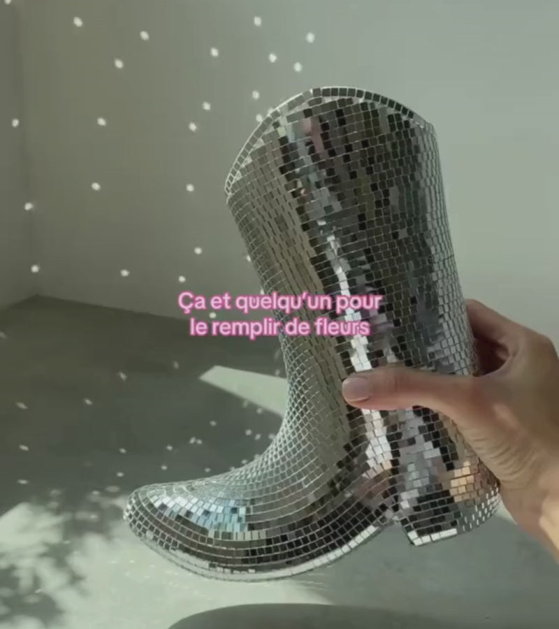 Vase cowboystiefel disco