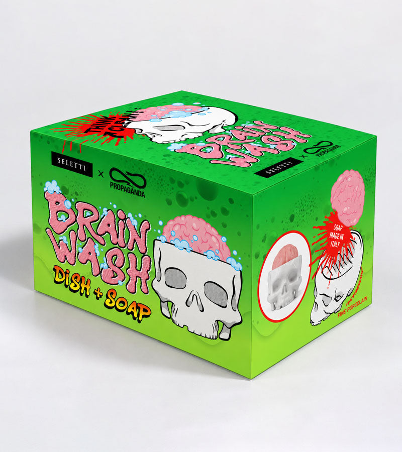 Totenkopf-Seifenschale mit Gehirnseife - Brain Wash