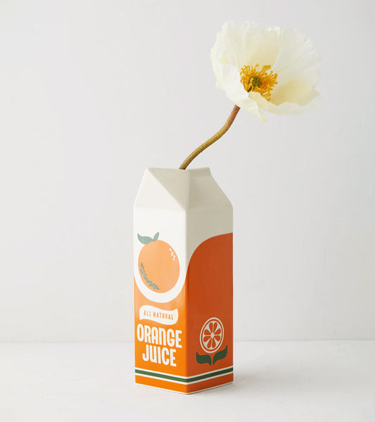 Vase orangensaft packung