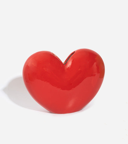 Vase herz rot keramik