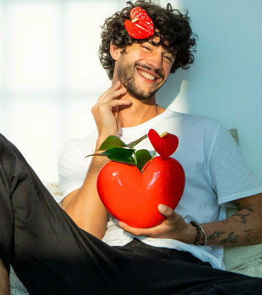 Vase herz rot keramik