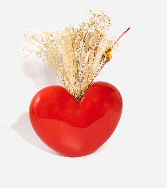 Vase herz rot keramik